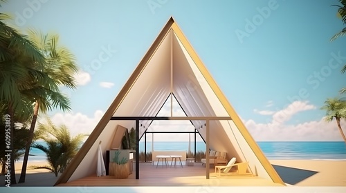 Modern minimalist triangle wood house concept
