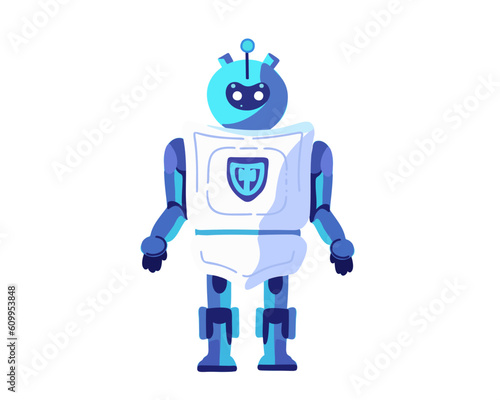 Artificial intelligence robot isolated on white background, vector illustration
