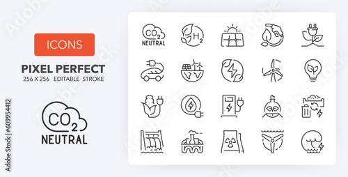 green energy line icons 256 x 256
