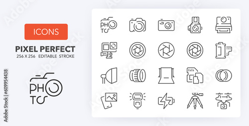 photography line icons 256 x 256