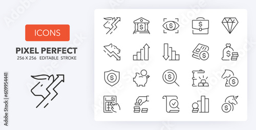 finance line icons 256 x 256