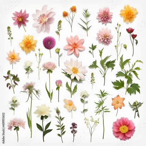 Realistic flower clipart template pattern, white background © Numchai
