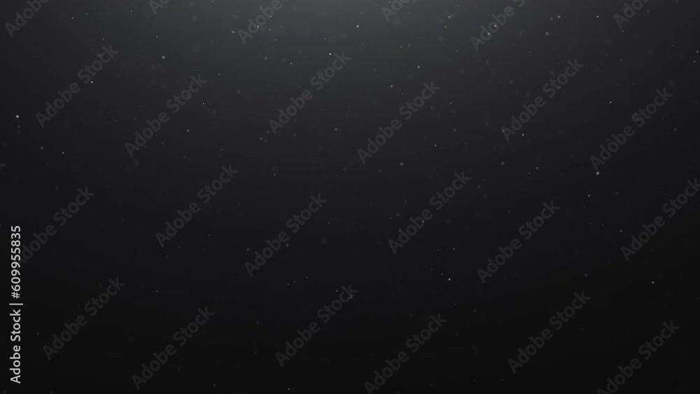 Dust particles on black background. Abstract dust particles with white light bokeh, snow glare and flare sparkles. Seamless loop