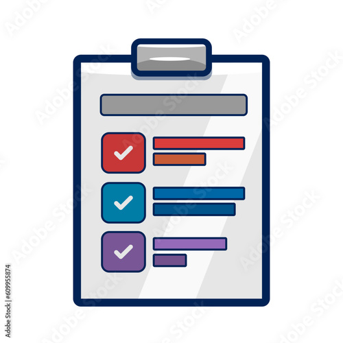 checklist clipboard with icon vector illustration design graphic flat style shadow © riz