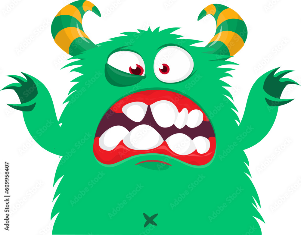Fototapeta premium .Funny cartoon monster character. Illustration of cute and happy creature or alien. Halloween vector design isolated