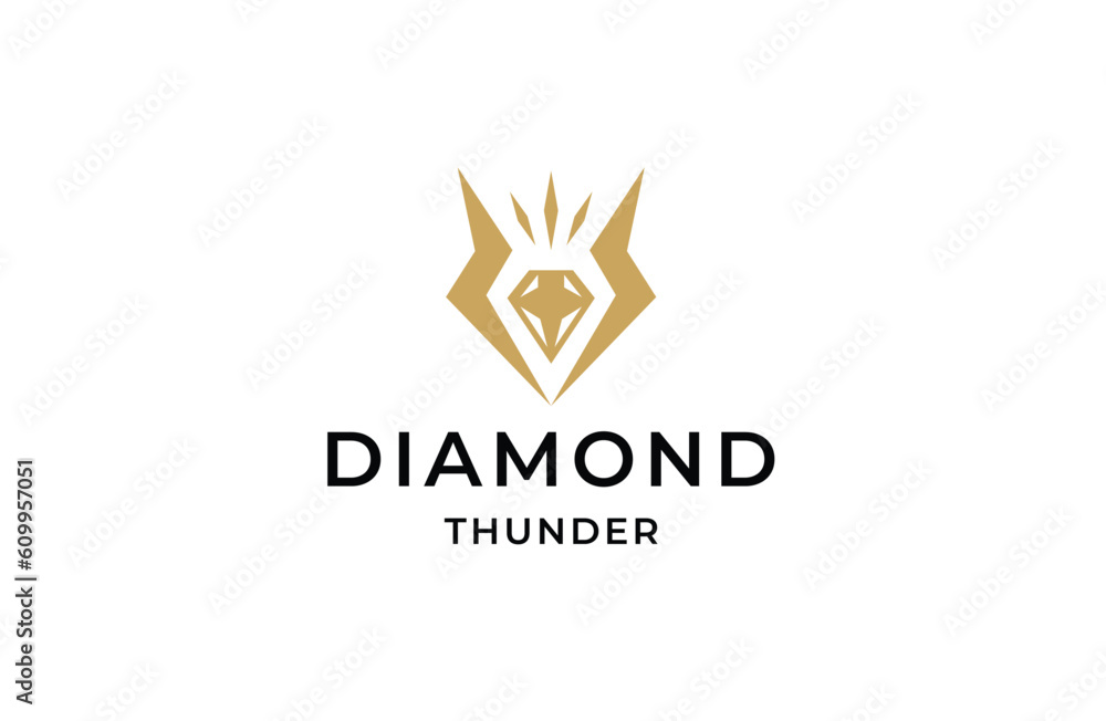 Diamond with thunder shape logo icon design template flat vector Diamond with thunder shape logo icon design template flat vector