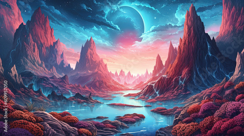 Digital fantasy landscape of the universe