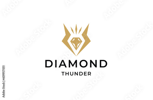 Diamond with thunder shape logo icon design template flat vector