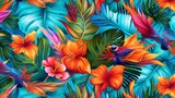 colorful background with colorful leaves and flowers