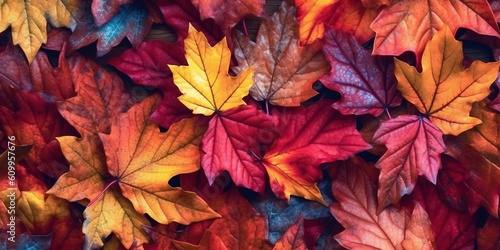 Variegated autumn leaves background  multicolored fall texture