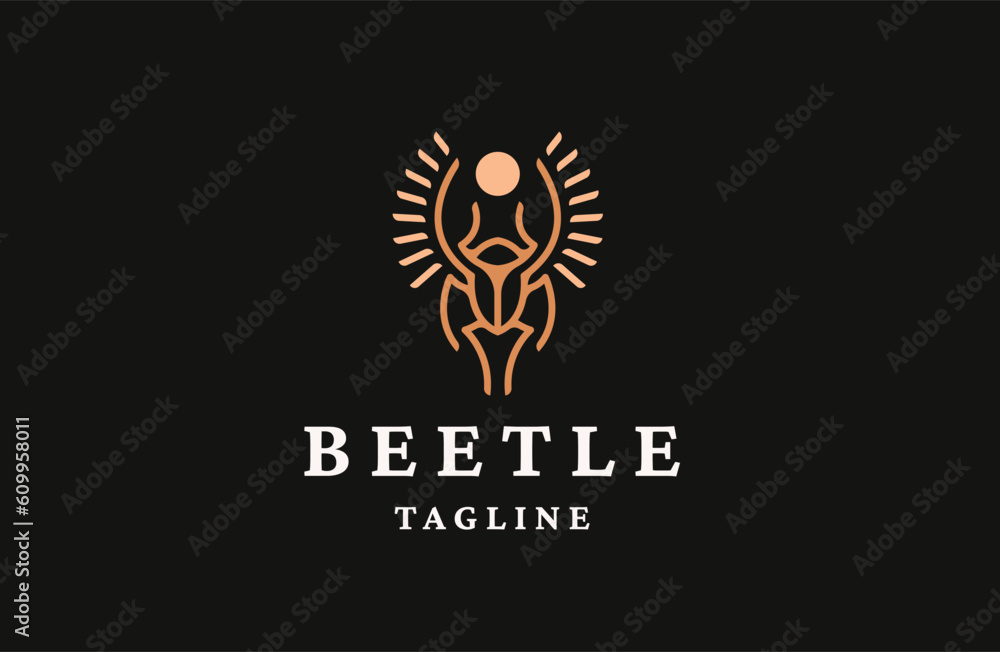 Obraz premium Beetle animal logo icon design template flat vector