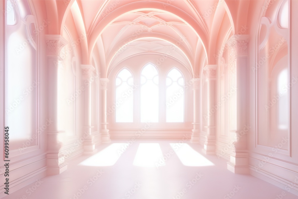 Arches of the palace. AI generated art illustration.