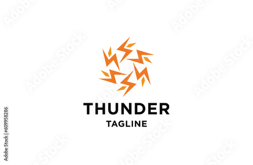 Free Download Thunder electric logo icon design template flat vector - GFXLoad