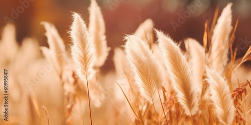 Wild pampas grass in natural environment for floral background  beige tones  soft focus
