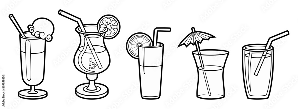 Cartoon set of doodle beverages. Cartoon set of doodle beverages.