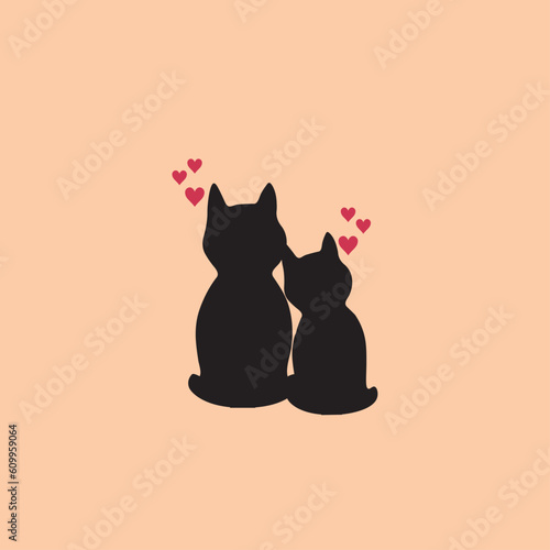 vector illustration of two cats in love
