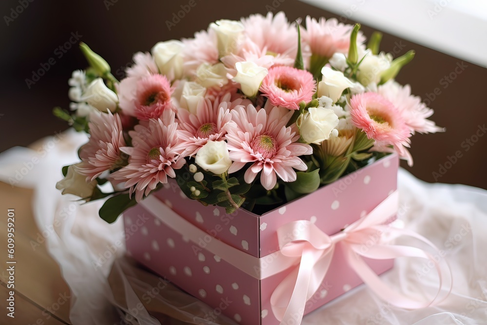 Bouquet of pink roses. AI generated art illustration.
