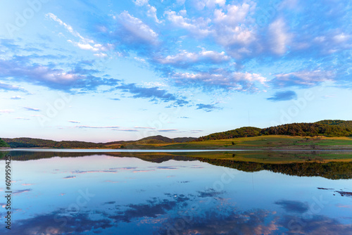 Northeast Summer Reservoir Evening Scenery