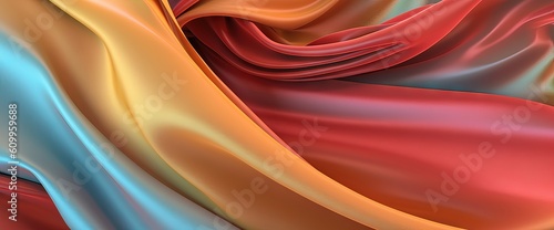 Colorful silk fabric. AI generated art illustration. 