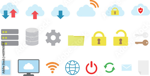 クラウド　イラストセット03　カラー　ふちなし