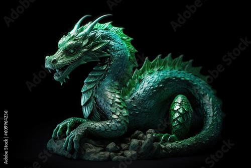 Green Dragon. Symbol of the year 2024. Generate Ai. Generative AI