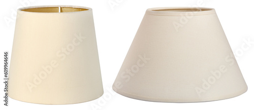 set of light fabric lampshade isolated mockup for interior design photo