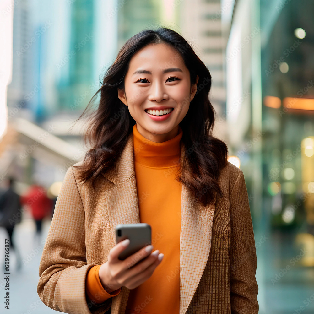 woman texting on cell phone made with generative AI woman texting on cell phone made with generative AI