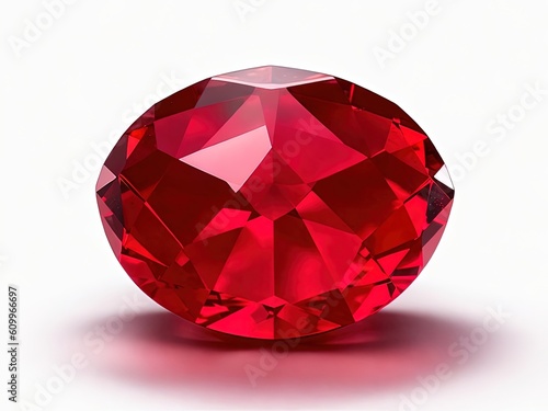 sideview of round ruby with white background