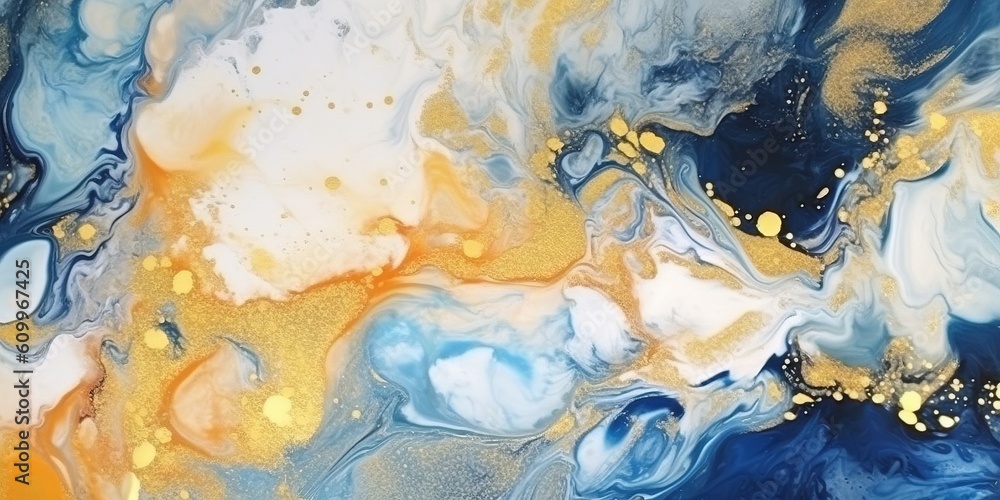 Beautiful abstract fluid art background texture. ink and gold mixed texture