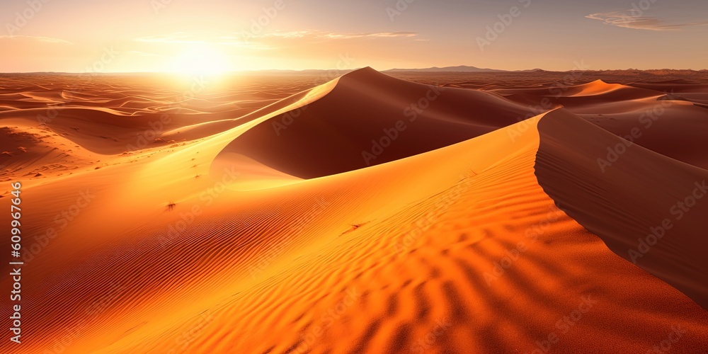Beautiful sand dunes in the Sahara desert. sunset on desert landscape Sahara sand dune
