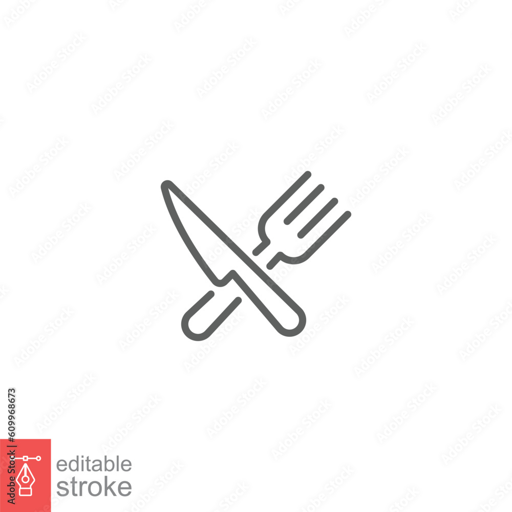 Cutlery icon. Simple outline style. Fork and knife, silverware, tableware, restaurant business concept. Thin line symbol. Vector illustration isolated on white background. Editable stroke EPS 10. Cutlery icon. Simple outline style. Fork and knife, silverware, tableware, restaurant business concept. Thin line symbol. Vector illustration isolated on white background. Editable stroke EPS 10.
