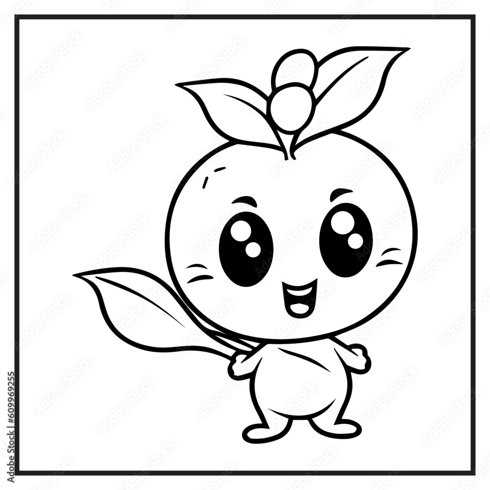 Naklejka premium Apple Charactrer Coloring Book Cartoon Ilustration