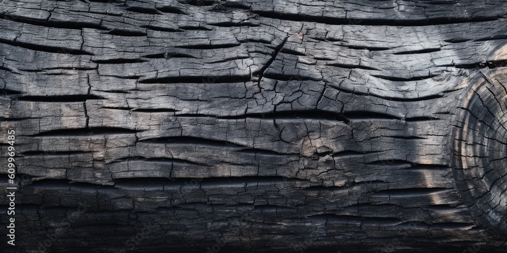 Charcoal background, natural burnt wood texture closeup