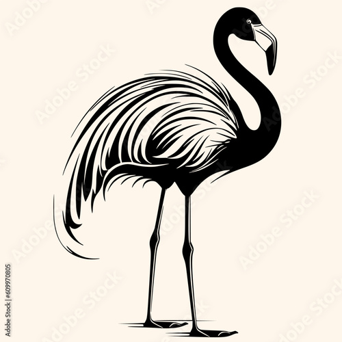 Flamingo vector for logo or icon clip art  drawing Elegant minimalist style abstract style Illustration 