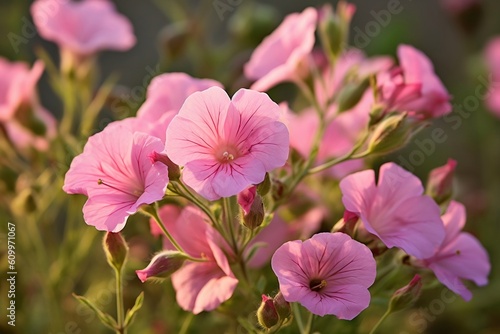 Pink Evening Primrose Blossoms  Generated Ai