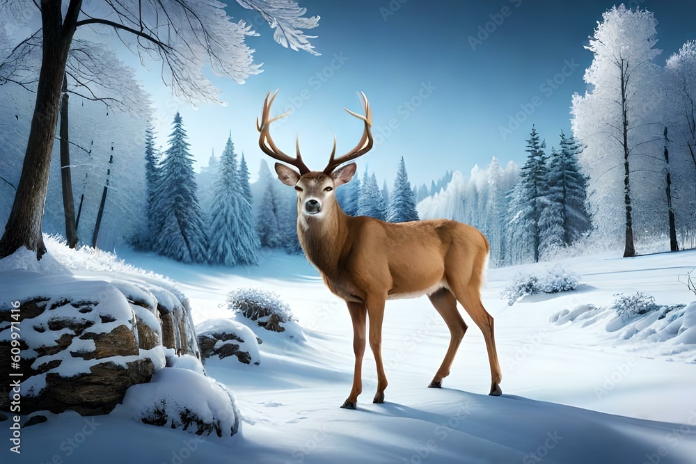 deer in the snow by AI generating deer in the snow by AI generating