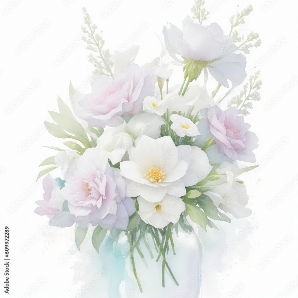 Colorful floral bouquet of botanical summer flowers for wedding, valentine anniversary isolated on white background