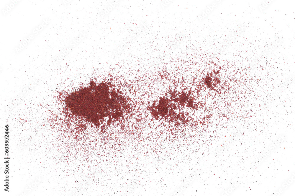 Aronia berries in powder isolated on white, top view Aronia berries in powder isolated on white, top view