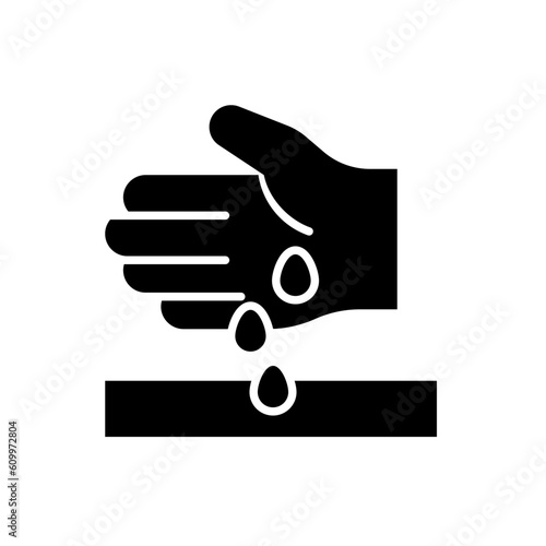 Hand with seeds black icon on white background