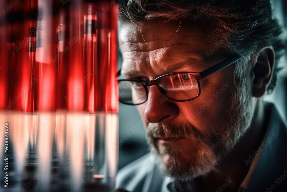 scientist-looking-at-his-specimens-in-blood-test-tube-generative-ai