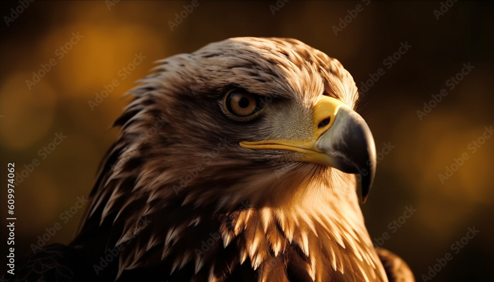 Majestic bird of prey staring with sharp beak and talons generated by AI