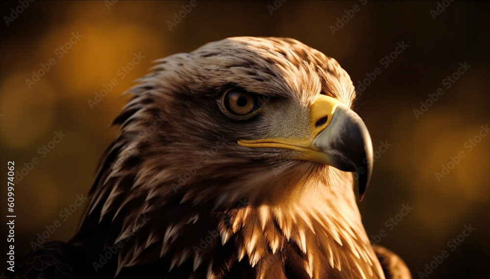 Majestic bird of prey staring with sharp beak and talons generated by AI Majestic bird of prey staring with sharp beak and talons generated by AI