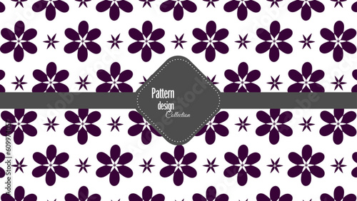 Floral pattern design template collection . Purple color flower and white background pattern ,Modern fashioned , seamless texture for wallpapers, textile, wrapping.
