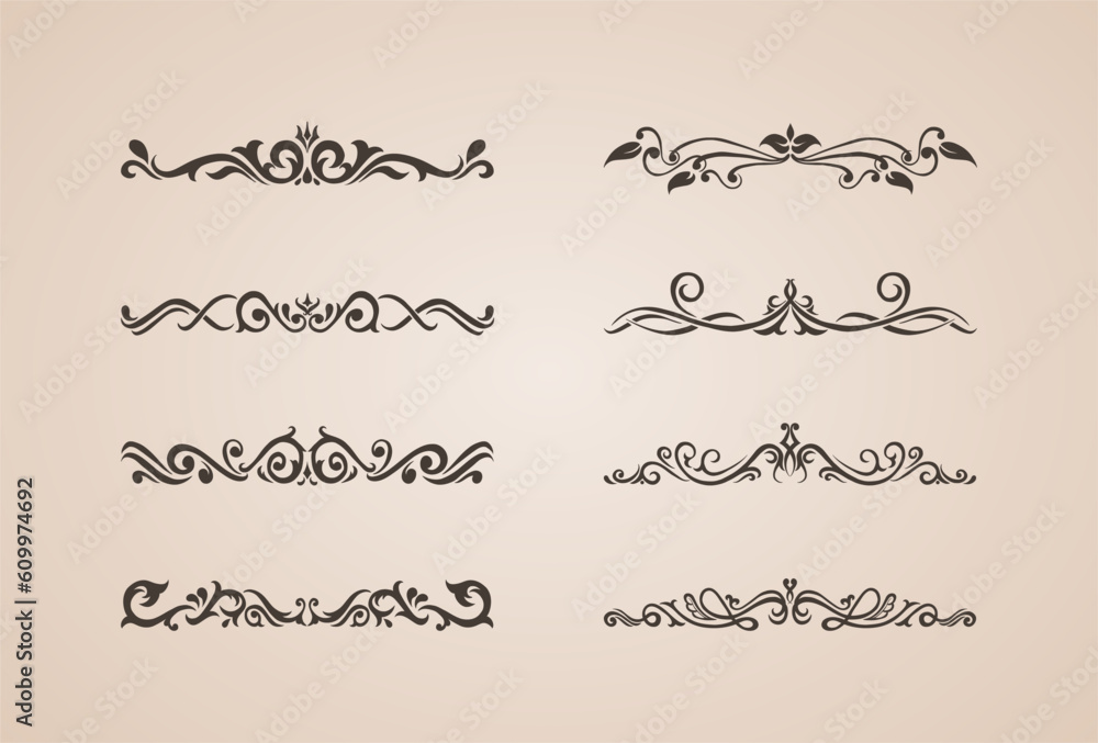 A collection Hand drawn calligraphy ornament borders corners classic vintage vector A collection Hand drawn calligraphy ornament borders corners classic vintage vector