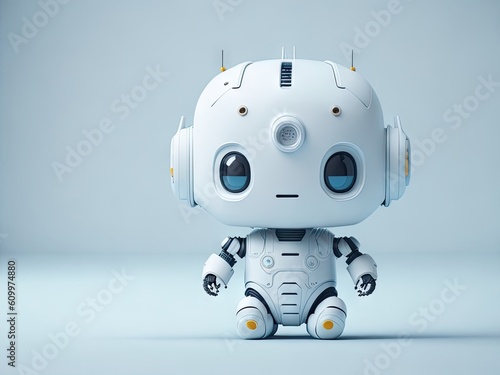 Cute baby robot illustration 3d style on white background. ai generative © Anna