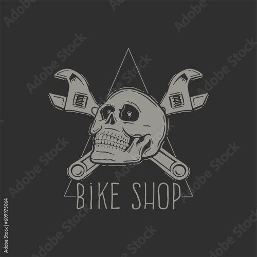 skull workshop illustration vintage vector for t shirt and apparel. workshop hand drawn illustration retro vintage for t shirt