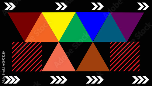 Abstract random colorful triangle geometric shapes design for background, colourful art backdrop, decoration illustration, black texture