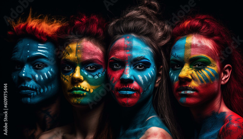 Spooky fantasy portrait of young adult with face paint creativity generated by AI