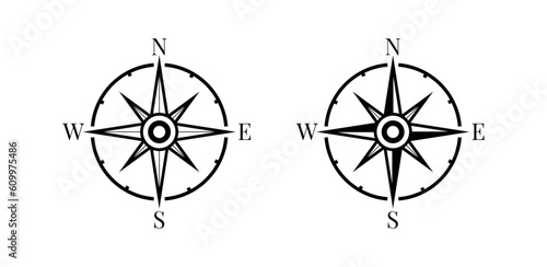 Black wind rose isolated on white,compass, vector illustration.