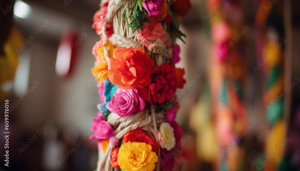 Ornate bouquet of multi colored flowers symbolizes beauty in nature generated by AI